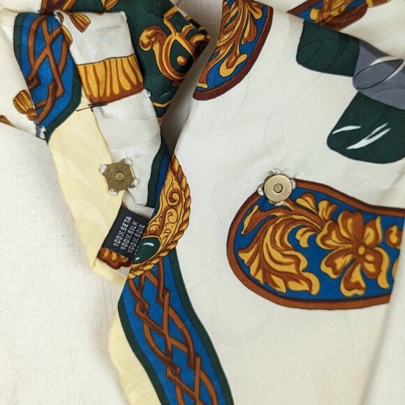 Ogsplosh - Summer Ascot Tie - Unisex Silk Cravat - Cream Belt Print Scarf - NEW - Picture 2 of 8
